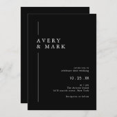 Donker Zwart Modern Minimalistisch Bruiloft Kaart (Voorkant / Achterkant)
