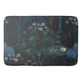 Donker Zwart Moody Lily Pond Bloemen Badmat