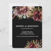 Donker zwart rustieke bloemen paar foto bruiloft save the date (Achterkant)