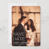 Donker zwart rustieke bloemen paar foto bruiloft save the date (Voorkant)
