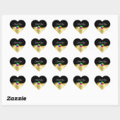 Donker Zwart Wavy Goud met Logo Monogram Dank U Hart Sticker (Vel)