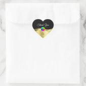 Donker Zwart Wavy Goud met Logo Monogram Dank U Hart Sticker (Tas)