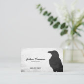 Donker Zwart & Wit Crow Silhouet Tattoo Artiest Visitekaartje (Staand voorkant)