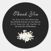Donker Zwart Wit Goud Rozen Elegant Dank u Ronde Sticker (Voorkant)