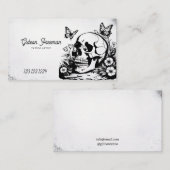 Donker Zwart & Wit Schedel Vlinders Tattoo Artist Visitekaartje (Voorkant / Achterkant)