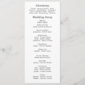 Donker Zwart Wit Script Elegante Minimal Wedding Programmakaart (Achterkant)