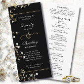 Donker Zwart Wit Script Elegante Minimal Wedding Programmakaart