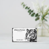 Donker Zwart & Wit Tijger Tattoo Artiest Visitekaartje (Staand voorkant)