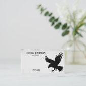 Donker Zwart & Wit Vliegende Kraai Tattoo Artiest Visitekaartje (Staand voorkant)