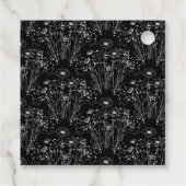 Donker Zwart Wit Wildflower Wedding Dank u Bedankjes Labels (Achterkant)