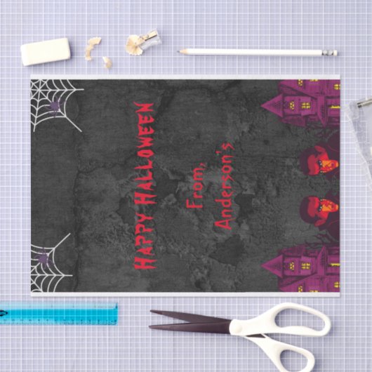 Donker Zwarte Griezeldonker Gepersonaliseerd Hallo Tissuepapier (Craft)