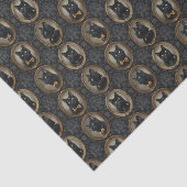 Donker  Zwarte Kat Afbeelding Lijst Decoupage Tissuepapier (Detail)