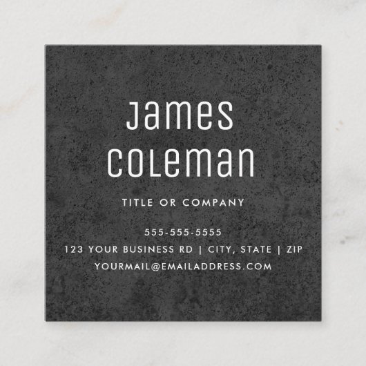 Donkerbeton custom logo modern mannelijk vierkante visitekaartje (Voorkant)