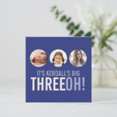 Donkerblauw 30e THREEOH! Fotoverjaardag Kaart (Staand voorkant)