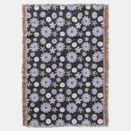 Donkerblauw Abstract bloempatroon Deken