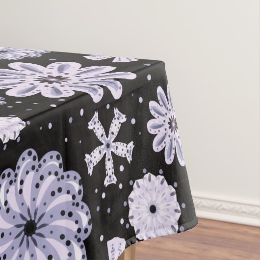 Donkerblauw Abstract bloempatroon Tafelkleed (Voorbeeld)