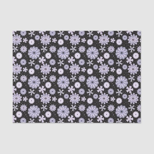 Donkerblauw Abstract bloempatroon Tissuepapier (Voorkant)