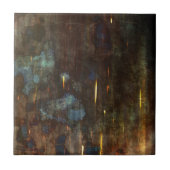 Donkerblauw Abstract bruin Tegeltje (Voorkant)