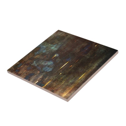 Donkerblauw Abstract bruin Tegeltje (Zijkant)