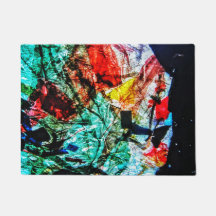 Donkerblauw abstract deurmat, Abstract huis