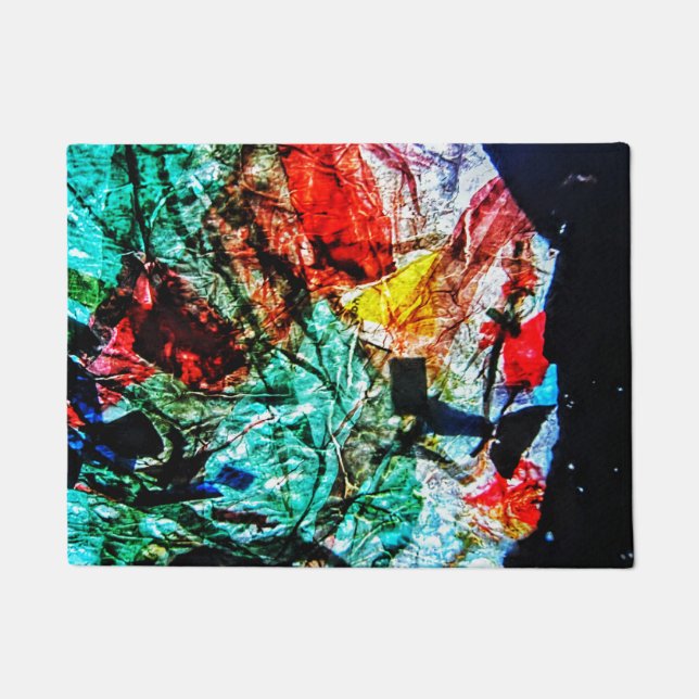 Donkerblauw abstract deurmat, Abstract huis Deurmat (Voorkant)