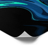 Donkerblauw Abstract draaipatroon Poster (Hoek)