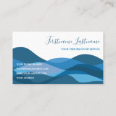 Donkerblauw abstract golven kalligrafie-visitekaar visitekaartje (Achterkant)