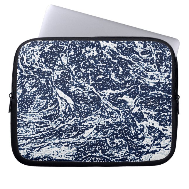 Donkerblauw Abstract patroon Laptop Sleeve (Voorkant)