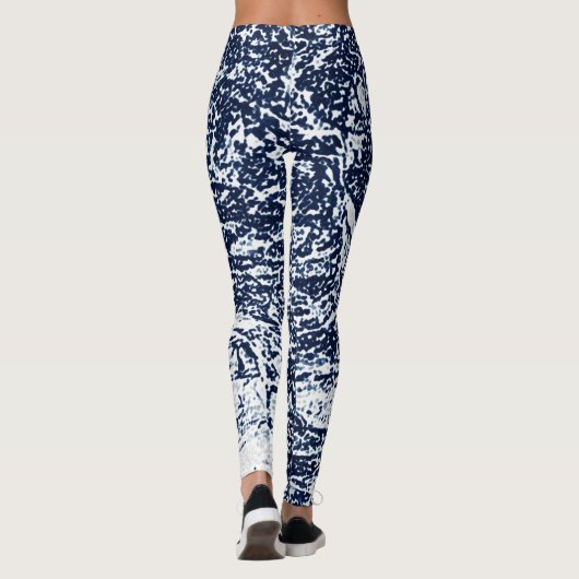 Donkerblauw Abstract patroon Leggings (Achterkant)