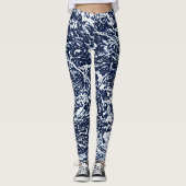 Donkerblauw Abstract patroon Leggings (Voorkant)