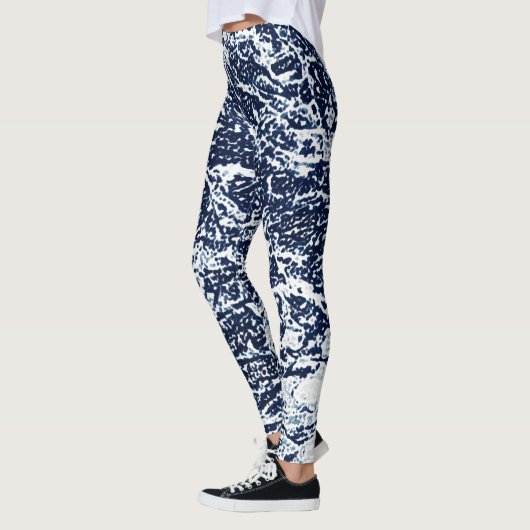 Donkerblauw Abstract patroon Leggings (Links)