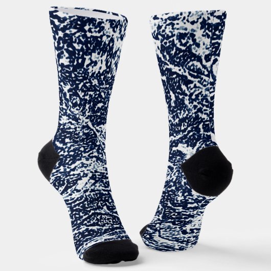 Donkerblauw Abstract patroon Sokken (Gebogen)