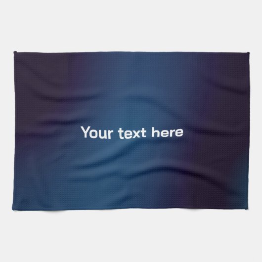 Donkerblauw Abstract patroon | Voeg tekst toe Theedoek (Horizontaal)