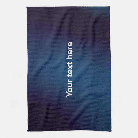 Donkerblauw Abstract patroon | Voeg tekst toe Theedoek (Verticaal)