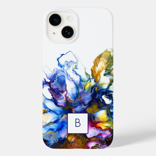 Donkerblauw Abstract vloeibaar Hoesje-Mate Case-Mate iPhone Case (Achterkant)