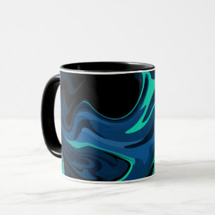 Donkerblauw Abstracte Draaikolkpatroon Mok