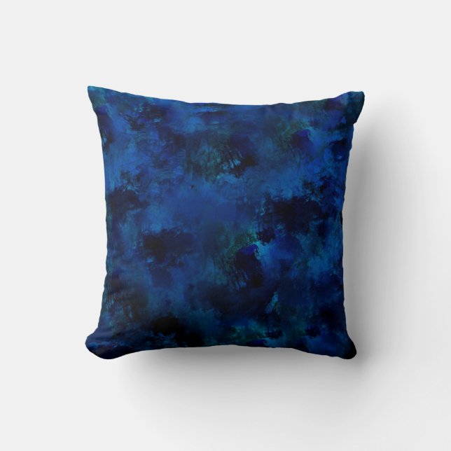 Donkerblauw abstracte kleurlijnen schilderen kussen (Voorkant)