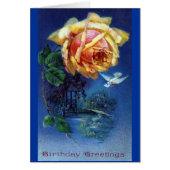 Donkerblauw Achtergrond Roos en Briefkaart duif (Voorkant)