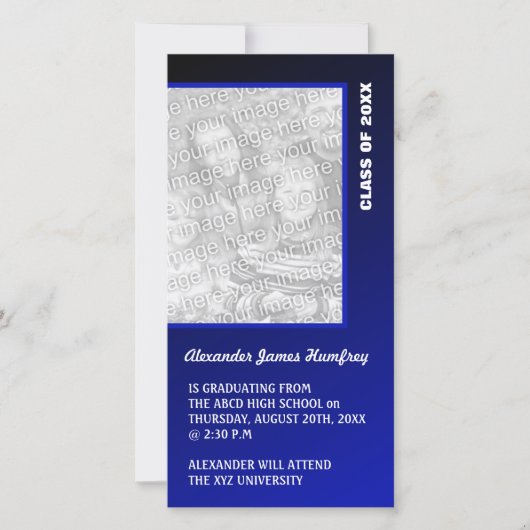 Donkerblauw Afstuderen kondiging Aankondiging (Voorkant)
