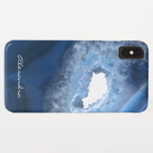 Donkerblauw agaat geode monogram Case-Mate iPhone case (Achterkant (horizontaal))