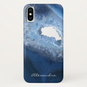 Donkerblauw agaat geode monogram Case-Mate iPhone case (Achterkant)
