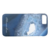 Donkerblauw agaat geode monogram Case-Mate iPhone case (Achterkant (Horizontaal))