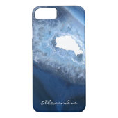 Donkerblauw agaat geode monogram Case-Mate iPhone case (Achterkant)