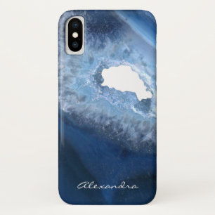 Donkerblauw Agate Geode Monogram Case-Mate iPhone Case