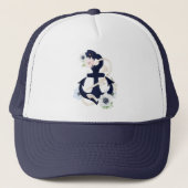 Donkerblauw anker van de zeeslachterboot trucker pet (Voorkant)