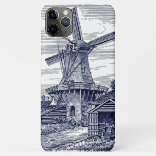 Donkerblauw Antiek Delft Blue Dutch Windmill Case-Mate iPhone Case (Achterkant)