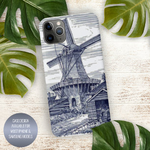 Donkerblauw Antiek Delft Blue Dutch Windmill iPhone 11Pro Max Hoesje