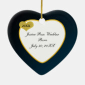 Donkerblauw baby's eerste kerstfoto keramisch ornament (Achterkant)