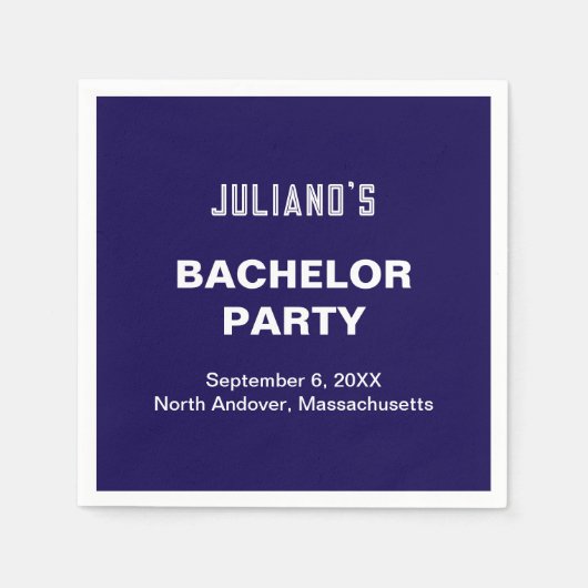 Donkerblauw Bachelor Party Papier servet (Voorkant)