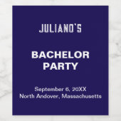 Donkerblauw Bachelor Party Wijnflesetiket Wijn Etiket (Enkel label)